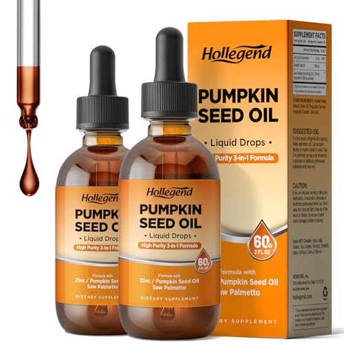 Pumpkin Seed Oil - DHT Blocker for Men Women Hair Growth, Organic Pumpkin Seed Extract with Saw Palmetto for Prostate & Urinary Health, Cold Pressed Supplements Liquid Drops, Lemon, Vegan, 4 Fl Oz