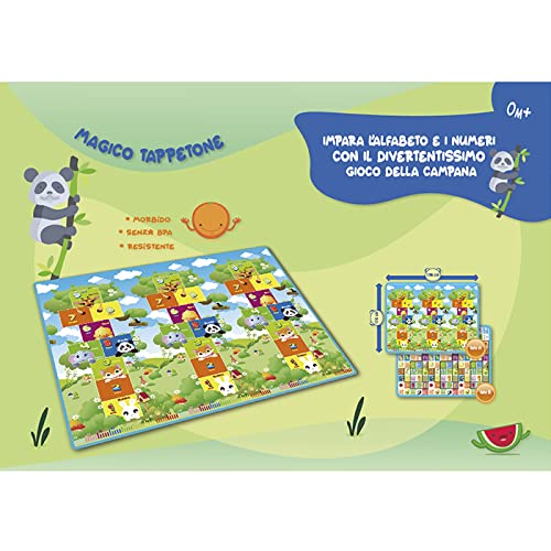 Tappetone Magico Pavimento Maxi per Bambini in Gomma Eva Atossica, 200x180 cm, Spessore 1,5 cm, Lavabile in Lavatrice, Senza BPA, con Gioco della Campana