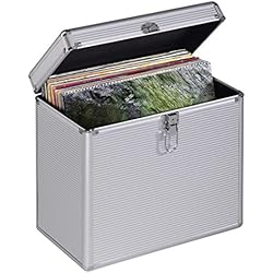 Maletin Para Vinilos Hama Maletín LP con Aspecto de Aluminio (para Guardar 50 Discos de Vinilo, con Cerradura), Color Plateado