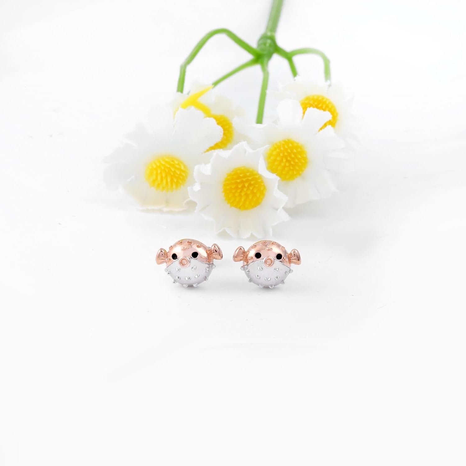 Puffer Fish Stud Earrings for Women - Silver Pufferfish Earrings Cute Fish Stud Earrings Hypoallergenic Jewelry Birthday Gifts - Image 2