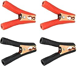 Joyan 4 Pieces Battery Clamps, Large Copper Crocodile Clips 100 A, Battery Insulator Clips for Vehicle Charging Cables, Car Battery Jumper Cables (90 x 73 mm, Red+Black)