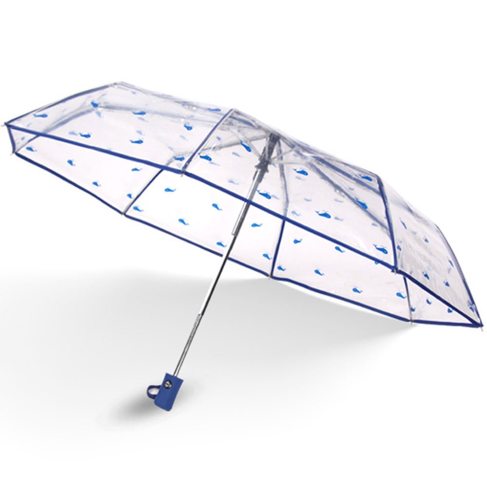 WerFamilyFull Automatic Umbrella Folding Transparent Clear Auto Open Travel
