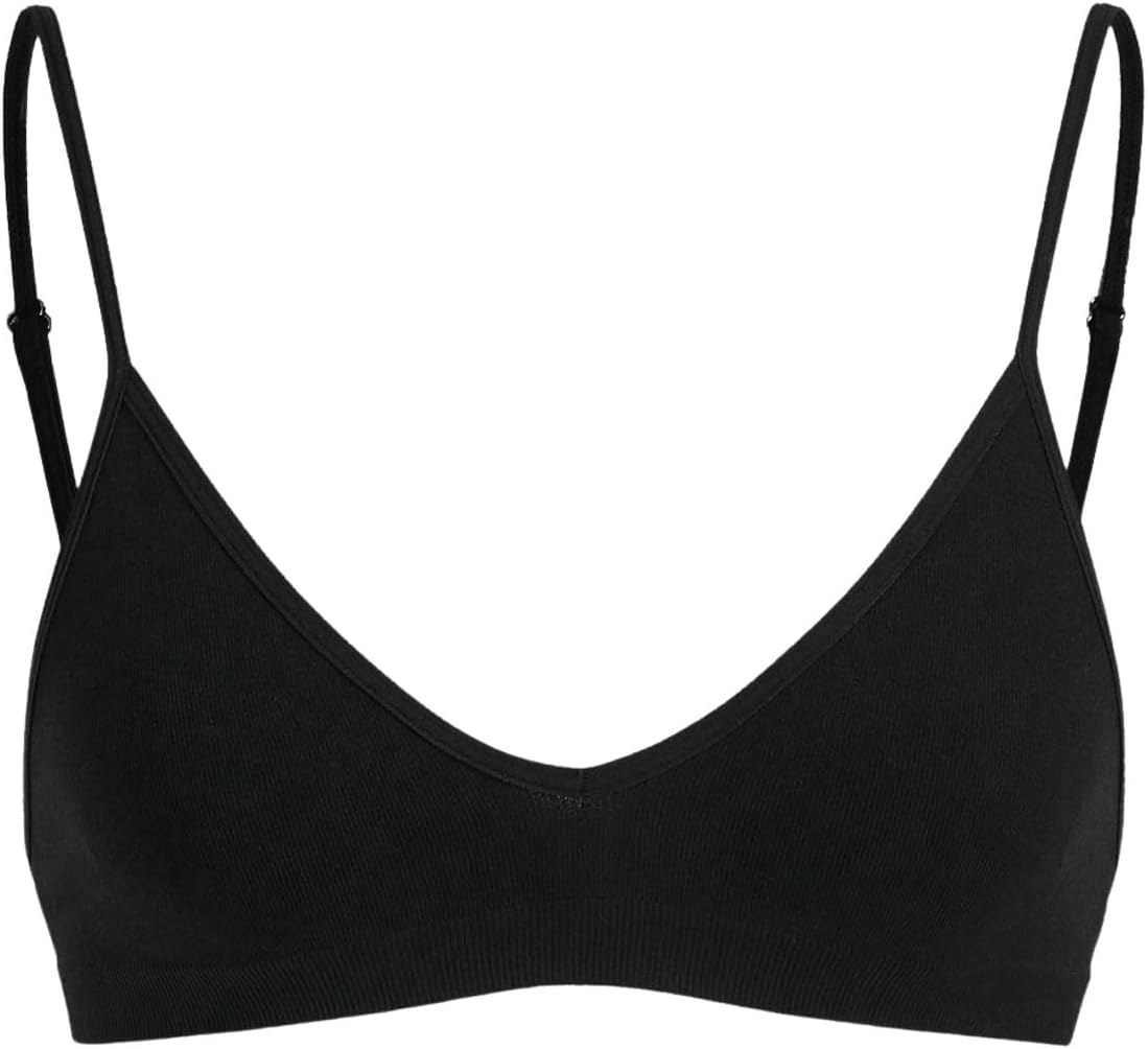 SweatyRocks Women's Triangle Bralette Plunge Bra V Neck No Padded Sleep Bra | Sexy Bralette, V Neck Bra, Spaghetti Strap Bra, Wireless Bra, Eeveryday Bras
