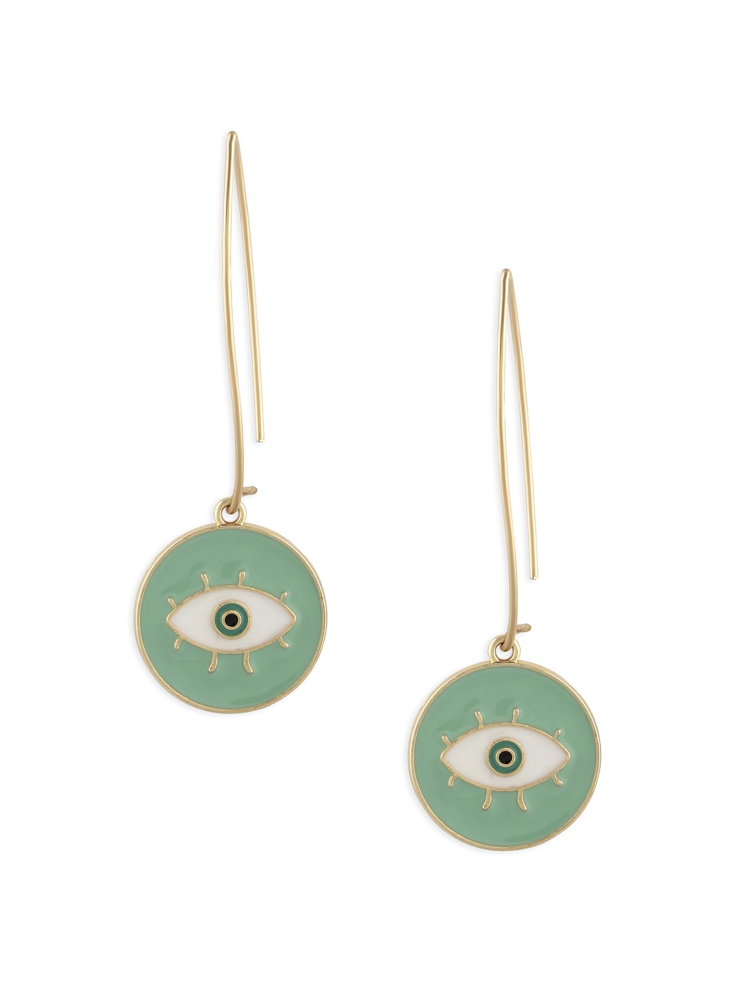 Zaveri Pearls Mint Green & White Enamelled Evil Eye Round Shape Contemporary Drop Earring For Women-ZPFK16810 (B0CLD5JMD2) Amazon Price History, Amazon Price Tracker