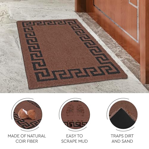 Image of Encasa XO Coir Door Mat for Home Entrance, Anti Slip PVC Back Brown