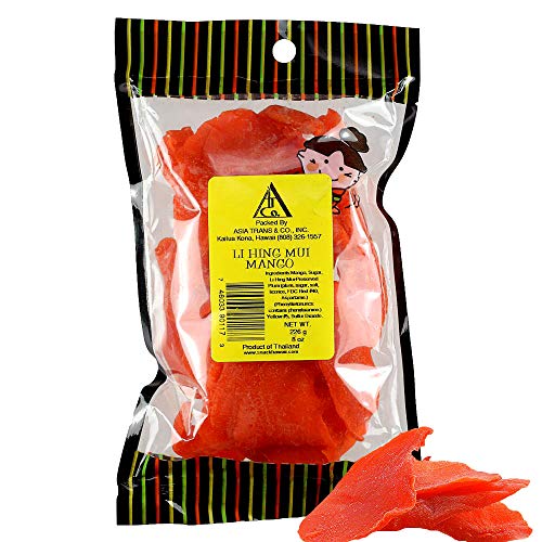 Li Hing Mui Mango - 8 ounce bag - Sweet Dried Ripe Mango sprinkled with Li Hing Mui (plum) powder