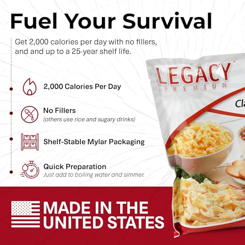 Image of Legacy Food Storage 60 Serving Emergency Food Supply Bucket, 12 Entrees, 23,400 Total Calories, Shelf Stable Lunch & Dinner, Freeze Dried Survival Meals for MRE Camping, Hiking, Prepping