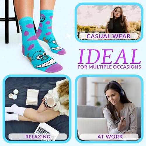 Image of Disney Socks 5 or 6 Pack, US Size 4‑9, Soft and Breathable Novelty Socks Gifts for Women, Wife, Girlfriend