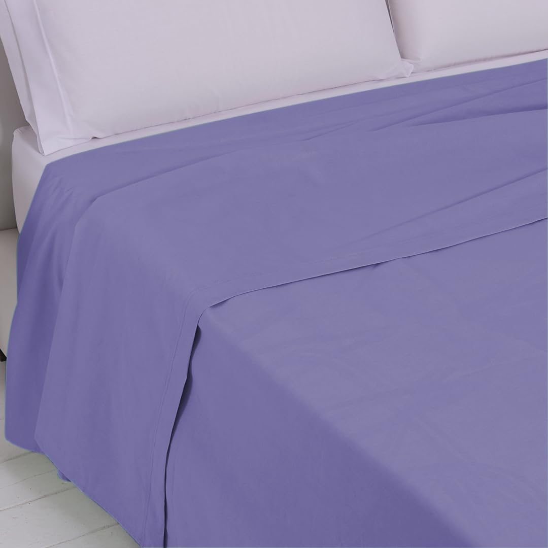 LARA MORADA - Set Completo Lenzuola Una Piazza E Mezza, Misura Francese, 100% Cotone, Made in Italy, Tinta Unita, per Letto 1 Piazza E Mezza 140x200cm, Lilla