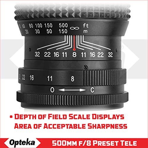 Opteka 500mm/1000mm f/8 Manual Telephoto Lens for Canon EF EOS 90D, 80D, 77D, 70D, 60D, 60Da, 1Ds, Mark III II 7D, 6D, 5D, 5DS, Rebel T8i, T7i, T7s, T7, T6s, T6i, T6, T5i, T5, T4i, SL3, SL2 (White)