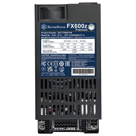 Silverstone Technology FX600z Platinum, Cybenetics Platinum 600W Vollmodulares Flex ATX-Netzteil, SST-FX600-PM