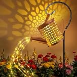 Ollny Solar Watering Can with Cascading Lights Outdoor Garden Ornaments, LED String Light Waterproof Dual Mode Hanging Lantern Outside Pathway Decor, Women Mum Grandma Birthday Gifts (Honeycomb)