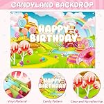 Winrayk 134Pcs Candyland Party Decorations Birthday Supplies Candyland Balloon Arch Backdrop Tablecloth Star Lollipop Foil Balloons Girl Boy Kid Christmas Sweet Candy Themed Birthday Party Decorations - Image 4