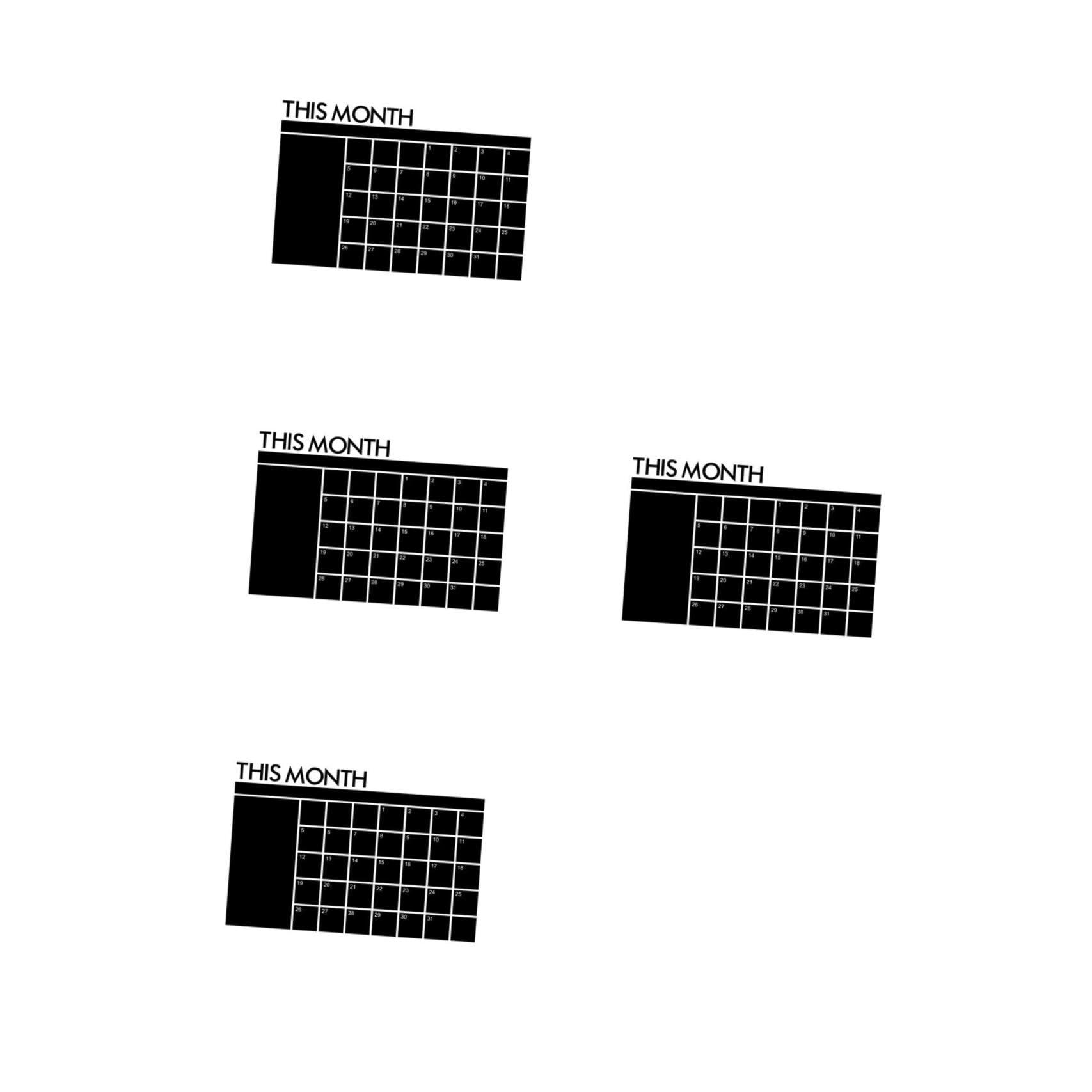 NUOBESTY 4 Pièces Calendrier Tableau Noir Autocollants Ménage Effaçable Calendrier Réfrigérateur Mensuel Magnétique Pour Tableau Réutilisable Planificateur