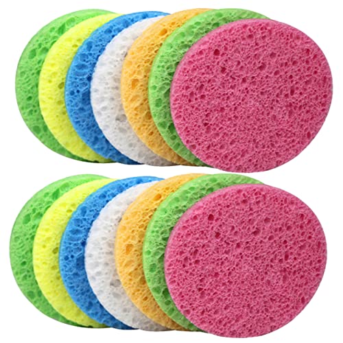 AUTSUPPL 25Pcs Makeup Removal Sponges Round Cellulose Facial Cleansing Sponges for Gentle Daily Exfoliation for Makeup Application and Removal Strong Water Absorption Versatile
