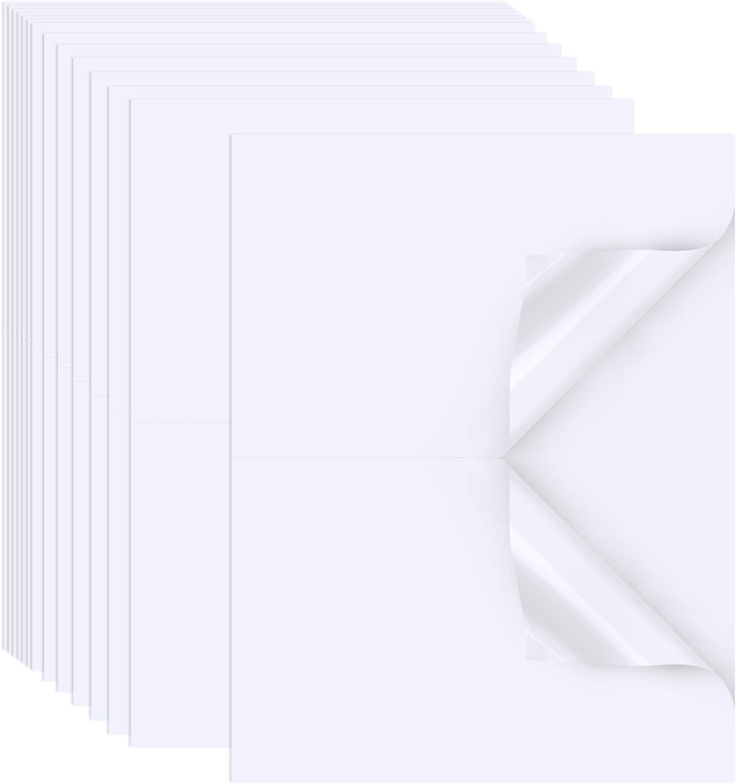 Printable Sticker Paper for Inkjet Printer, 40 Sheets 5.5x8.5 Matte Sticker Printer Paper Full Sheet Labels, 2 Per Page Sticker Paper for Laser/Inkjet Printers, Letter Size