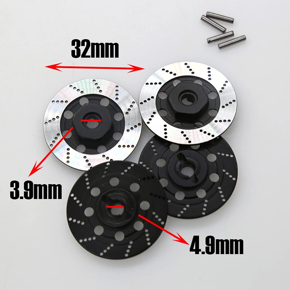 Set di 4 dischi per freni in metallo, 12 mm, per 1/10 D4 On-Road Racing RC, colore nero