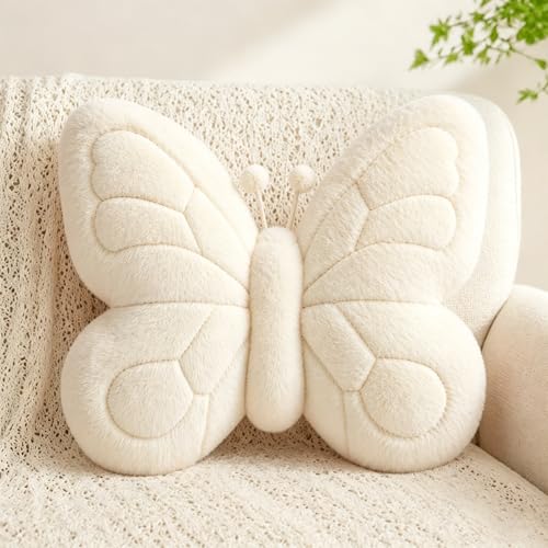 Image of CANGHI Butterfly Pillow,Butterfly Throw Pillow,White15 x18 Plush Cushion