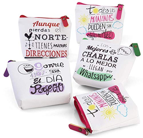 Lote 24 Monederos frases doble cara para recuerdo de boda, bautizo, comunión, cumpleaños. Original y barato detalle para invitados.