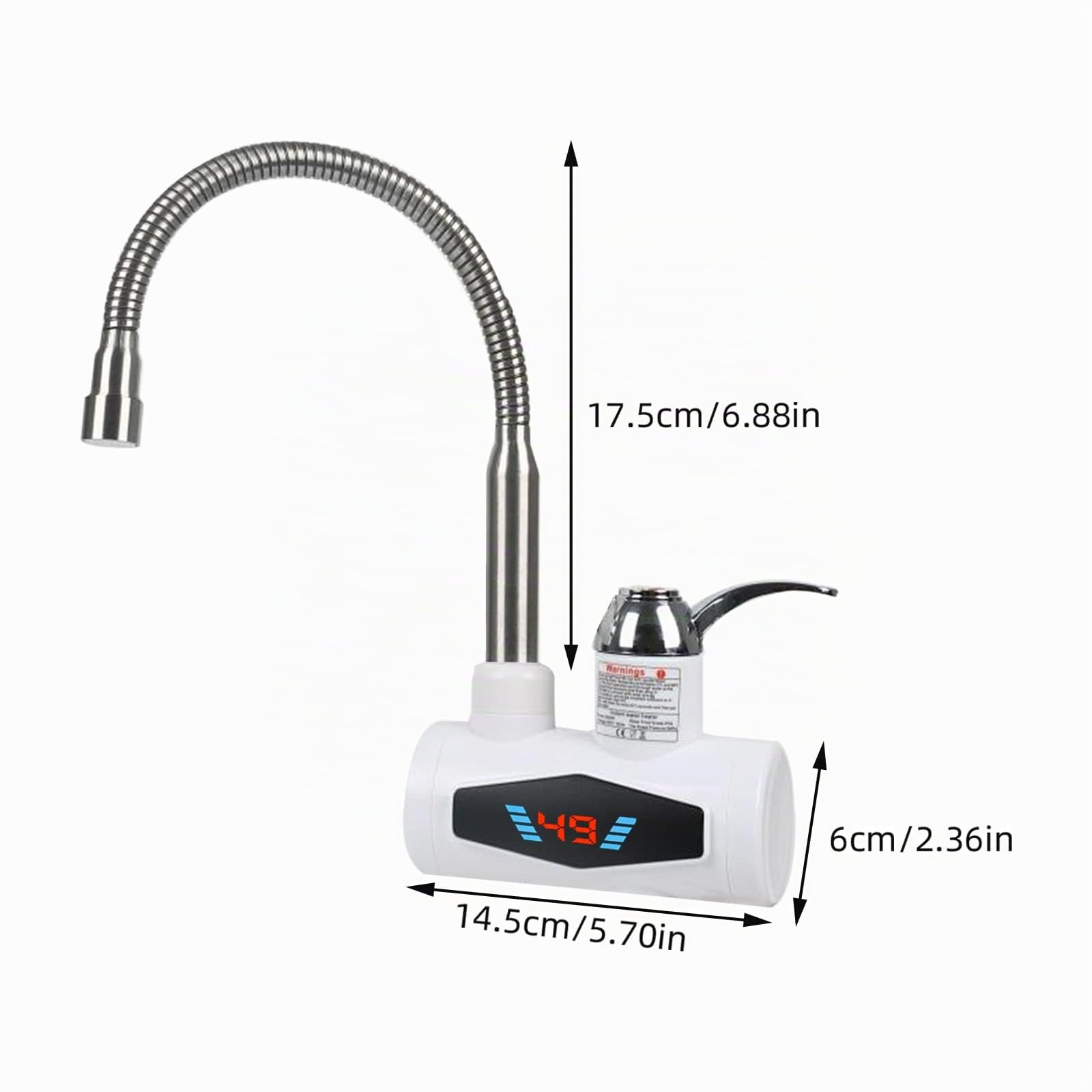 Grifo calentador de agua eléctrico 220 V, calentador de agua eléctrico rápido con indicador digital de temperatura LED, 3000 W, para cocina, baño (entrada de agua lateral)