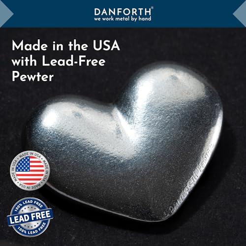DANFORTH - Heart Palm Stone — Inspirational Pocket Charm — Smooth Metal Worry Stone — Heart Shaped Rocks — I Love You Valentine — Handcast Pewter — Made In USA (1 ½”) 5