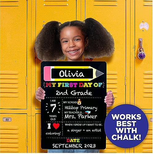 Horizon Group USA My First & Last Day of School Wooden Chalk Board, 12 X 16 Photo Prop Reusable Easy