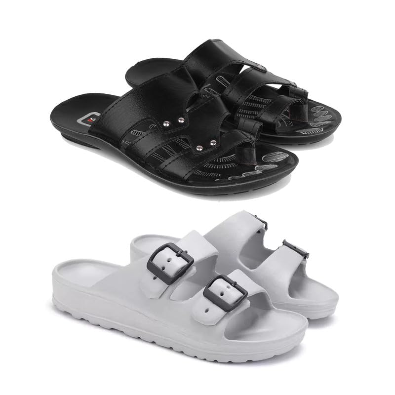 WINGSCRAFT Men's Rover Lightweight Comfortable| Slides|Clogs| Sandals with Adjustable Back Strap for Men Combo-Combo(AK)-3126-3114-10 -P-picture-36