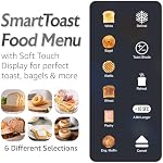 Elite Gourmet ECT5924D SmartToast Digital Long Slot 4 Slice Toaster, 1.5” Wide Slots for Thick Breads & Bagel Function, LED Touch Screen, Countdown Timer, 6 Shades, Stainless Steel