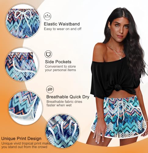 Image of For G and PL Women Summer Floral Beach Boardshorts with Pockets Swim Trunks