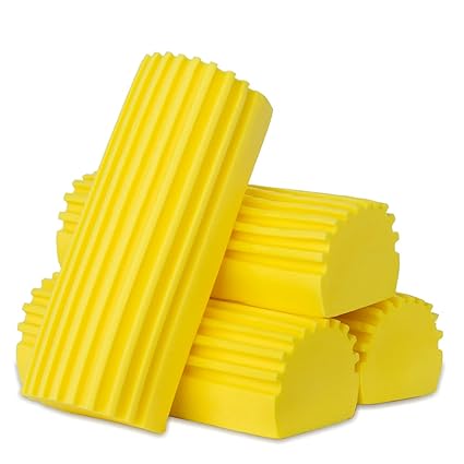 CHENPLY 4 Pack Damp Clean Duster, Dust Cleaning Sponge, Dusters for Cleaning Blinds Glass Baseboards Vents Window Track Grooves, Reusable Cleaning Tool(Yellow)
