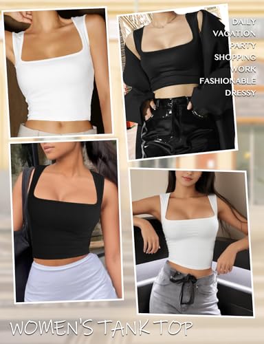 Square Neck Tops for Women, Sleeveless Crop Tops for Women Sexy Cropped Tank Tops, Going Out Tops 2024 Summer Trendy Clothes - Image 7