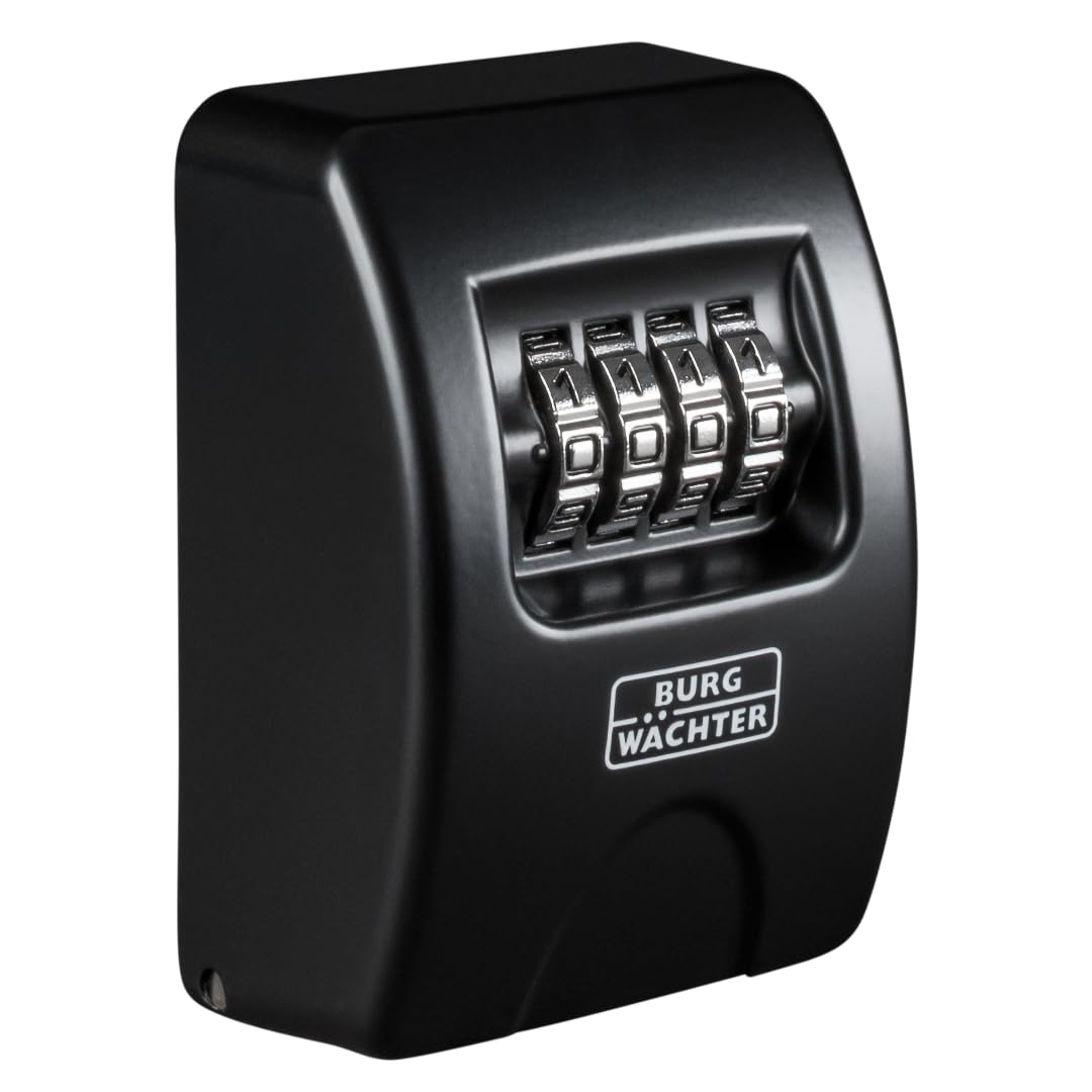 Burg Wächter Schlüsseltresor mit 4-stelligem Zahelncode für außen und innen, Sicher, Wandmontage, Key Safe 10 SB, Schwarz, KeySafe 10, Außen: 85x61x39mm (HxBxT)