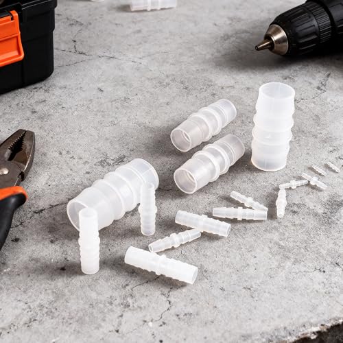 Image of Quickun Plastic Hose Barb Fitting, 1 inch x 1 inch Barbed Splicer Mender Joint Adapter Union Fitting (Pack of 5)