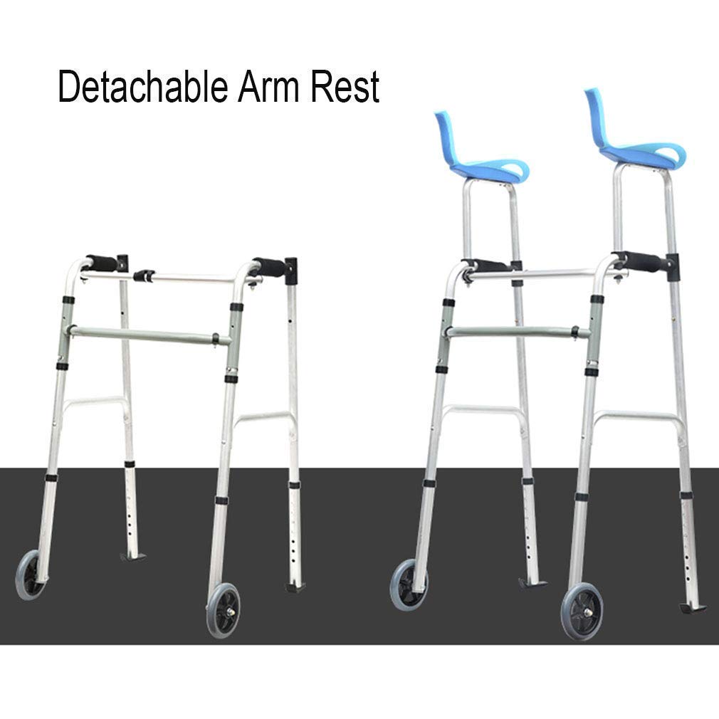 Deambulatore,Sedia da doccia con sedile imbottito,Carrello pieghevole per anziani con bracciolo staccabile - Rollator regolabile in altezza con 2 ruote |Deambulatore Ausilio per la mobilità per