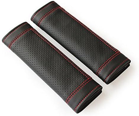 Encell PU Car Seat Belt Cover Shoulder Pad,Black and Red