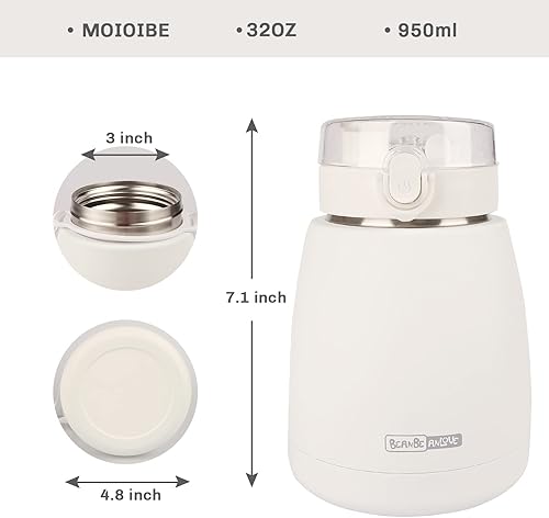 Miniatura 3 de Botella de agua aislada de 32 onzas con pajilla, bonita botella de agua de acero inoxidable a prueba de fugas, regalo para niñas y mujeres, color