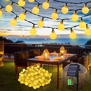 Solar Garden Lights Outdoor, 12M/39Ft 120 LED String Lights Waterproof Ball Solar Powered Lights,8 Modes Fairy Lights Globe Warm White for Garden Home Patio Christmas Party Wedding Festival Decoration
