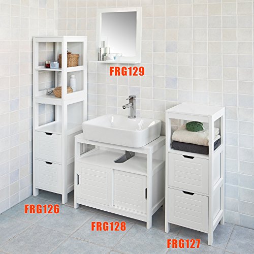 SoBuy® FRG129-W, White Wall Mounted Bathroom Mirror with Storage Shelf, Bathroom Wall Mirror