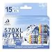 Price comparison product image 570XL 571XL ink cartridges Replacement for Canon PGI-570XL CLI- 571XL 570 571 Ink, Work with PIXMA MG5750 TS5050 TS5051 MG6850 TS6050 MG5751 MG6851 TS5053 TS6052 MG5753 (3PGBK/3BK/3C/3M/3Y) 15 Pack