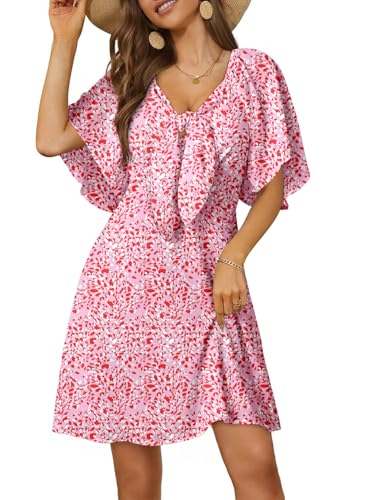 Image of Dokotoo Womens Dresses 2026 Spring Summer Deep V Neck Elegant Cocktail Bow tie Mini Dress S-XL