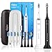 Olybo Lot de 2 brosses à dents électriques soniques ST-A9, 2 pièces à main et 2 étuis de voyage, 5 modes avec 10 têtes de brosse de rechange