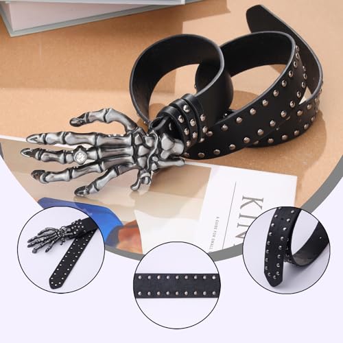 Women Fashion PU Leather Belt Punk Studded Belt for Jeans Pants Dresses Gothic Biker Accessories2