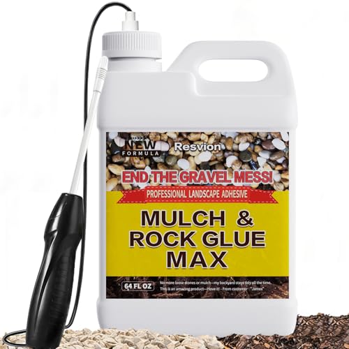Resvion Rock Glue For Landscaping With Electric Sprayer 64 OZ Ready-to-Use Mulch Glue Gravel Glue 100% Permeable Pet-Safe Adhesive for Stones & Pebbles Suitable for Outdoor Landscape Walkways & Patios
