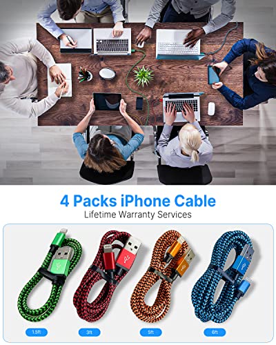 Iphone Charger Fast Charging [Apple Mfi Certified] 6Ft/5/3/1.5 Lightning Cable Iphone Charger Cord Nylon Braided Usb Cable Compatible With Iphone 14 13 12 Pro Max 11 Xr Xs X 8 7 6S Plus Se Ipad #TOP6