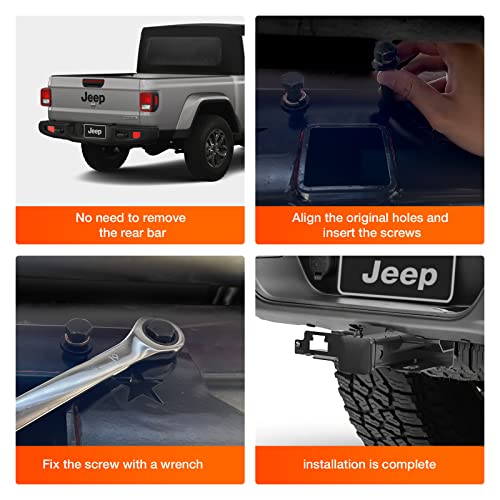 Rbhauto 2" Trailer Hitch Receiver, Class 3 Towing Hitch With Cover Kit Fit, Hitch Extension For Jeep Gladiator 2019-2022 Truck Pickup Jt #TOP2