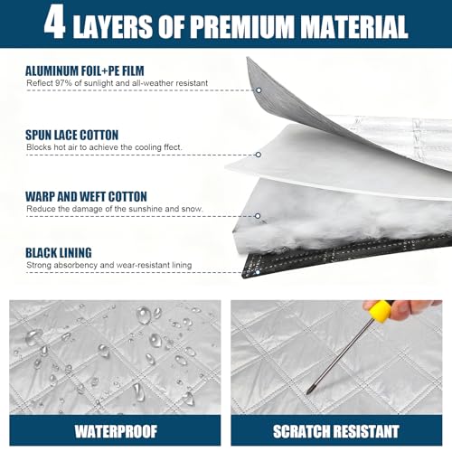 Image of Silver UTV Windshield Snow Cover Compatible with Polaris Ranger XP 1000 2017-2026 (Not RZR) & Can-Am Defender 2016-2026, Transport Windshield Protector for Ice and Snow