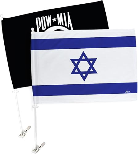 Bandera de coche israelí POW MIA Banderas Bandera de Israel para Carros Auto Pequeños Regalos de 12 x 18 pulgadas Soporte de Montaje Clip Pequeño