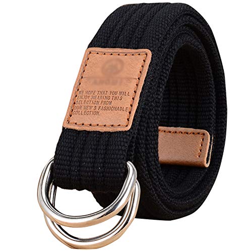 HotYou Yoga Cinturon - Moda accesorio de Yoga Cintura Pierna fitness ajustable Correa entrenamiento estiramiento D-Ring algodon hebilla de cinturon,Negro,L*W：41.33 Pulgadas*1.33 Pulgadas