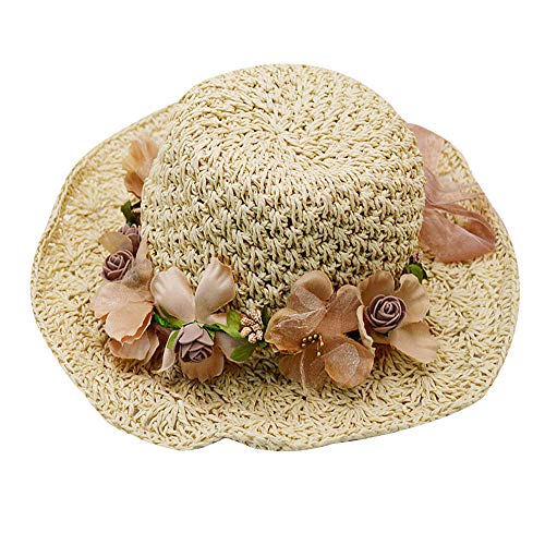 Sombrero de paja para mujer plegable con ala ancha miniatura 1