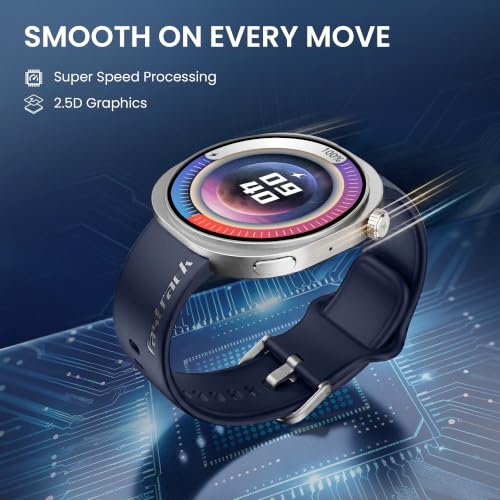 Image of Fastrack Revoltt FR3 Pro Smartwatch with 1.43 inch AMOLED Display,Dynamic 60Hz Refresh,Nitrofast Charging,HRM,SpO2,Sleep,Multiple Menu Style,Functional Crown,IP68, BT calling,24 /7 Health Suite - Dark Blue